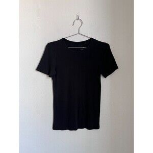 Everlane Women's The Luxe Rib Crew Tee in Black Size MEDIUM